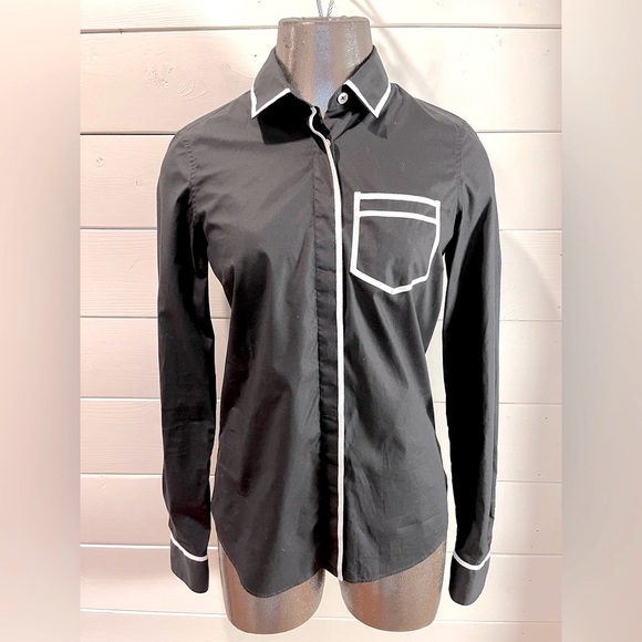 📍Pink Tartan Black Shirt with White Trim – Size 2 - Picture 1 of 14